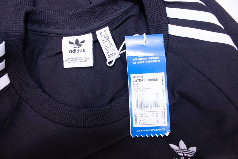 Adidas оригинална дамска рокля черна 3 stripes dress S нова