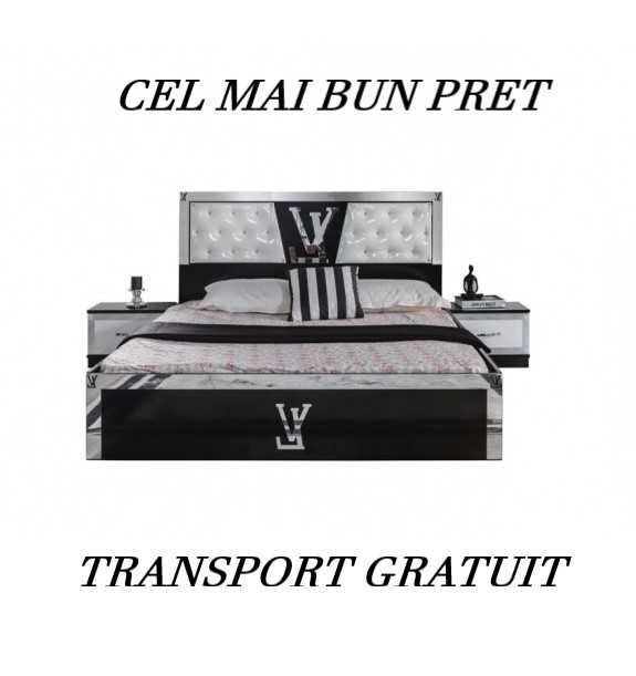 Pat Luk Negru + SALTEA LUX + 2 noptiere MODEL NOU - Transport gratuit