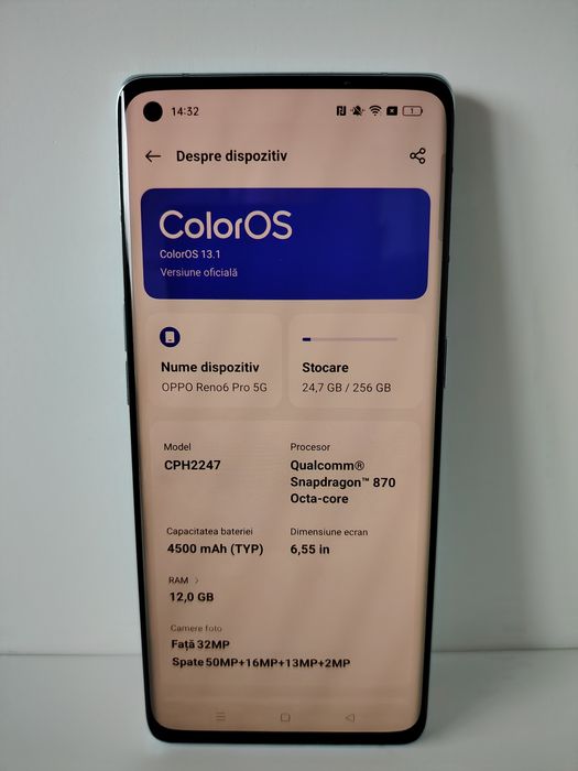 Oppo Reno 6 Pro, Dual SIM, 256GB, 12GB RAM, 5G, Arctic Blue

 4.59