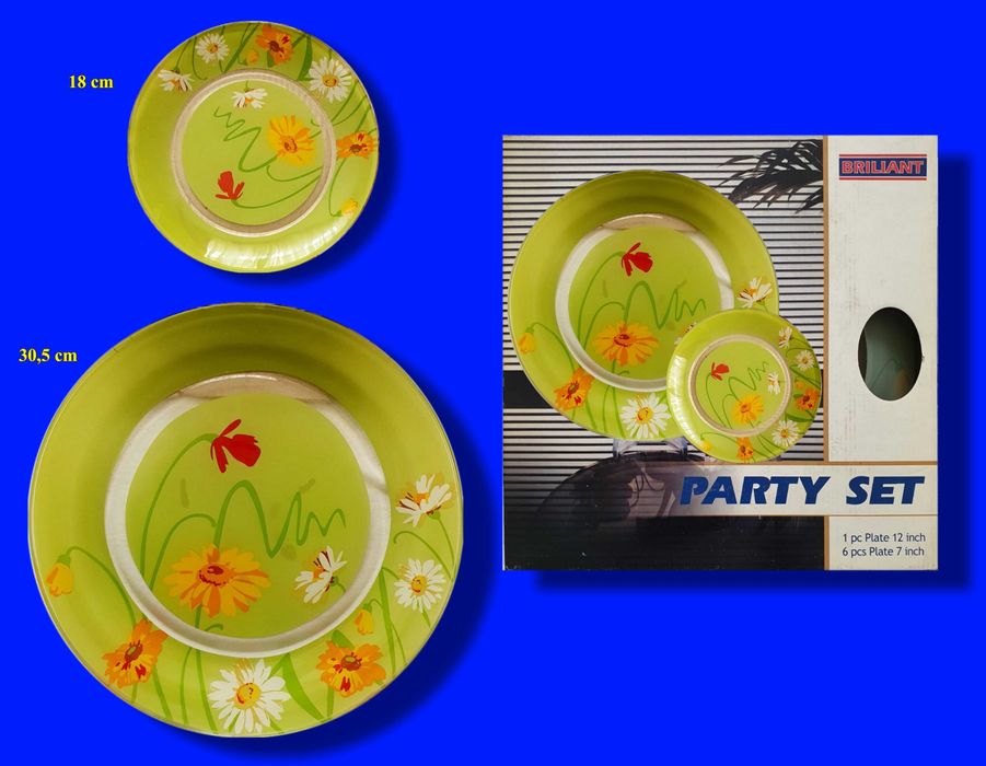 Set desert – Party set „Briliant” – cu motive florale pe fond verde
