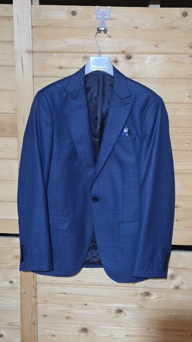 Costum 3 piese Sacou Vestă Pantaloni Lână Albastru