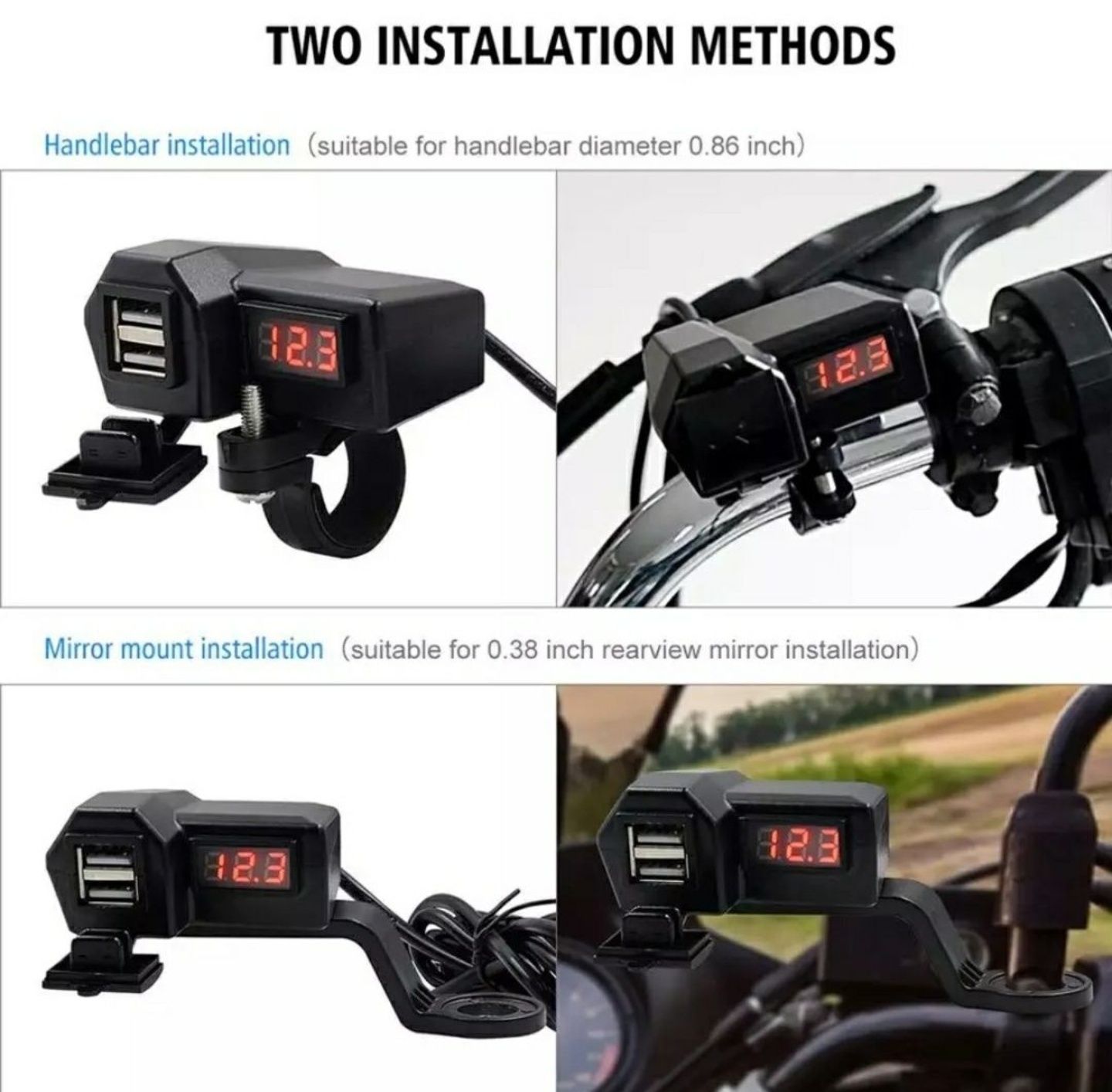 Priza usb cu voltmetru moto ATV scuter motocicleta