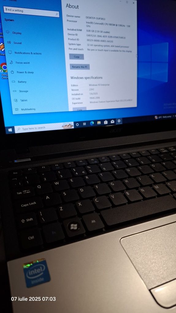 Laptop Acer win 10