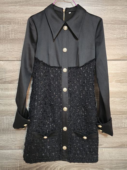 Есенно зимна,къса,черна официална рокля