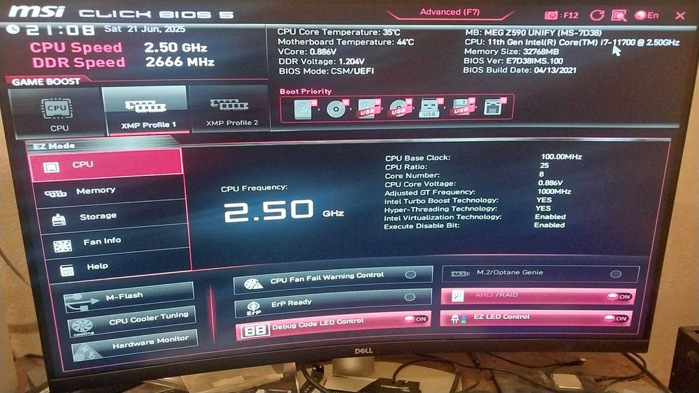 Процессор 11-го поколения Core i7 11700. Сокет 1200. 8 Ядер 16 Потоков
