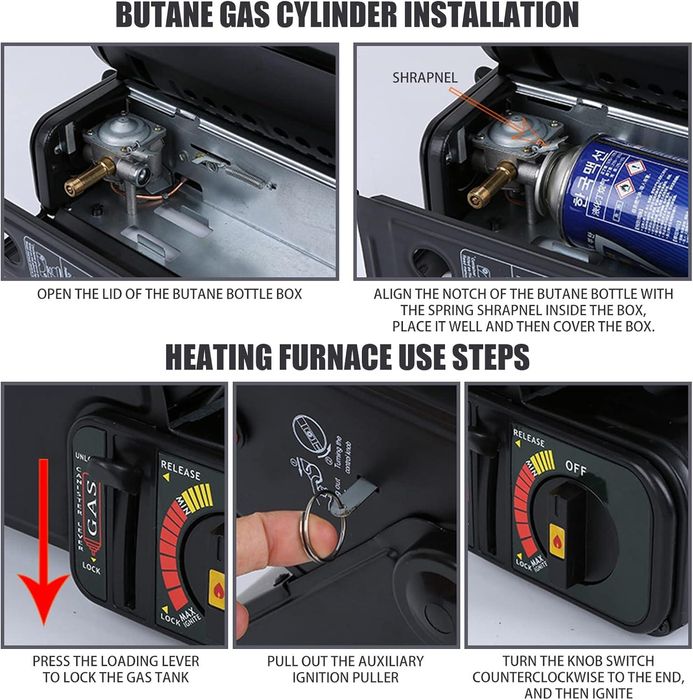 преносим газов отоплител печка за къмпинг - 1.3kw automax 18237