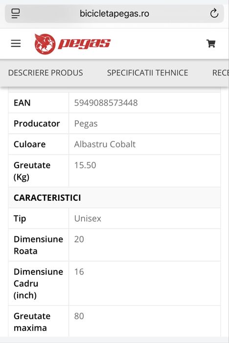 Bicicleta Pliabila Pegas Practic Retro Albastru Cobalt 3S