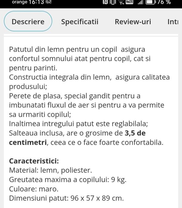 Pătuț bebeluși ca nou