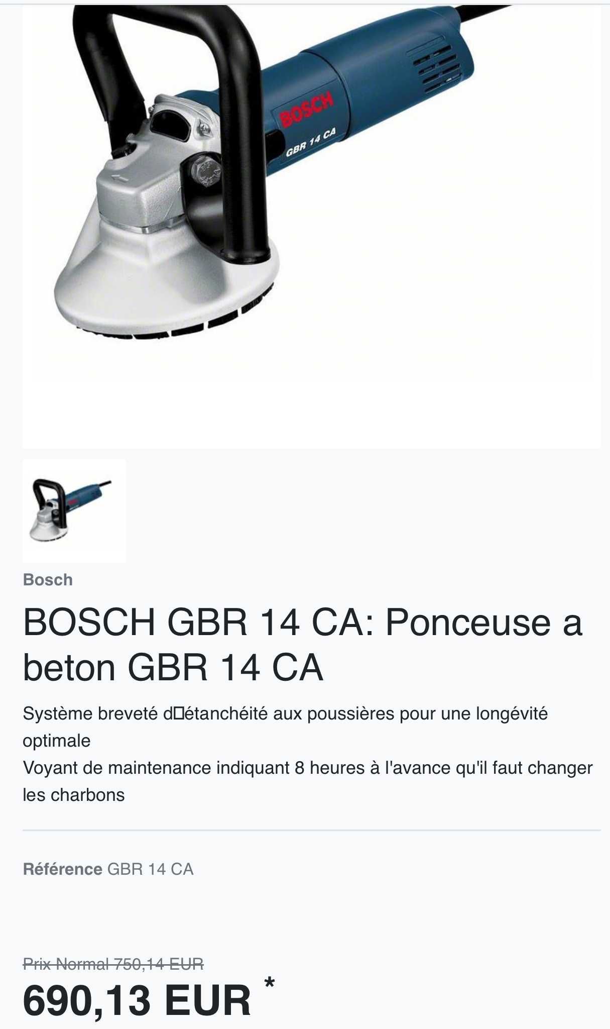 BOSCH GBR 14 CA - Машина за шлайфане на бетон 1400W