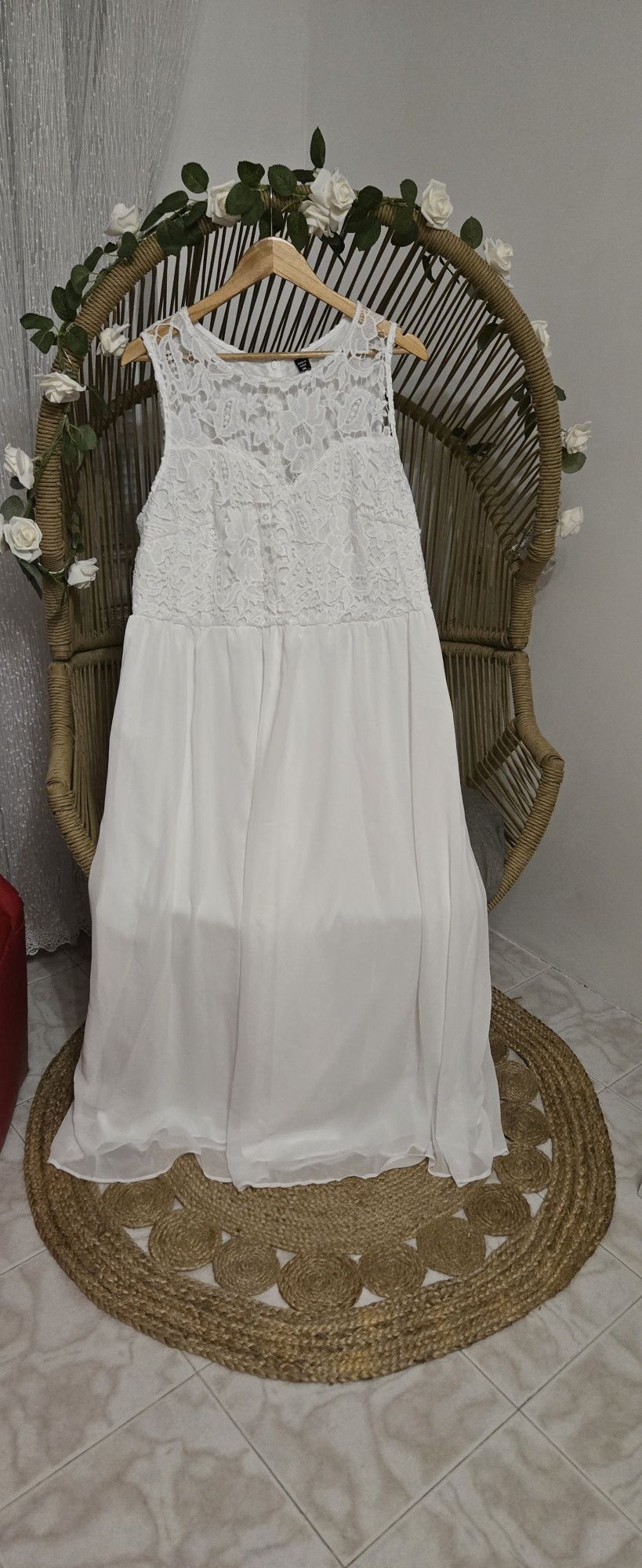 Лятна бяла рокля с дантела 2хл 2xl 48 EU