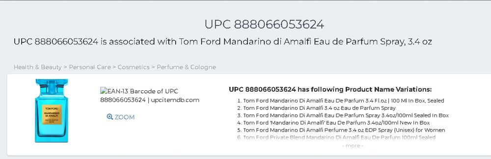 Tom Ford Mandarino Di Amalfi 100ml parfum ideal
