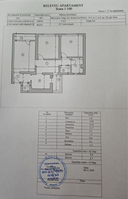Apartament 3 camere zona centrala