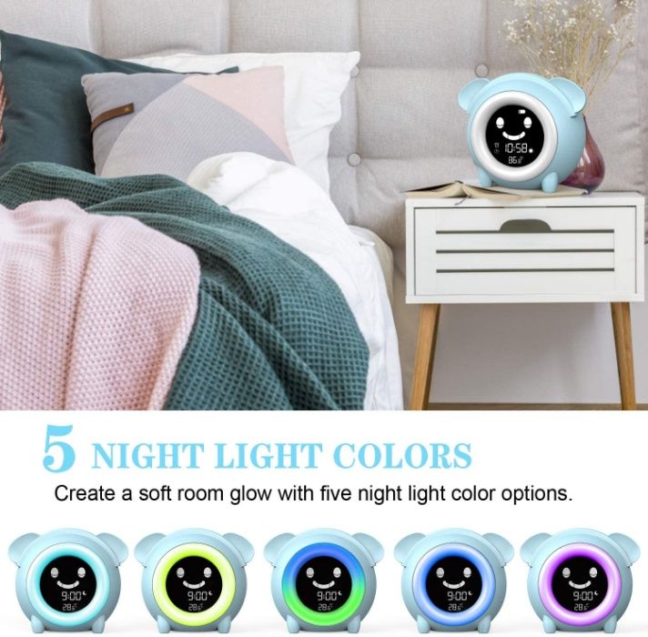 Ceas ptr camera copilului cu lumina color,termometru si alarma