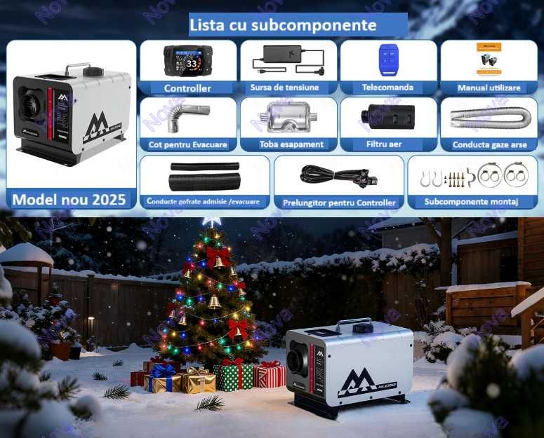 Incalzitor Webasto/Sirocou 8kW cu Termostat Mobil,Bluetooth,Senzor CO