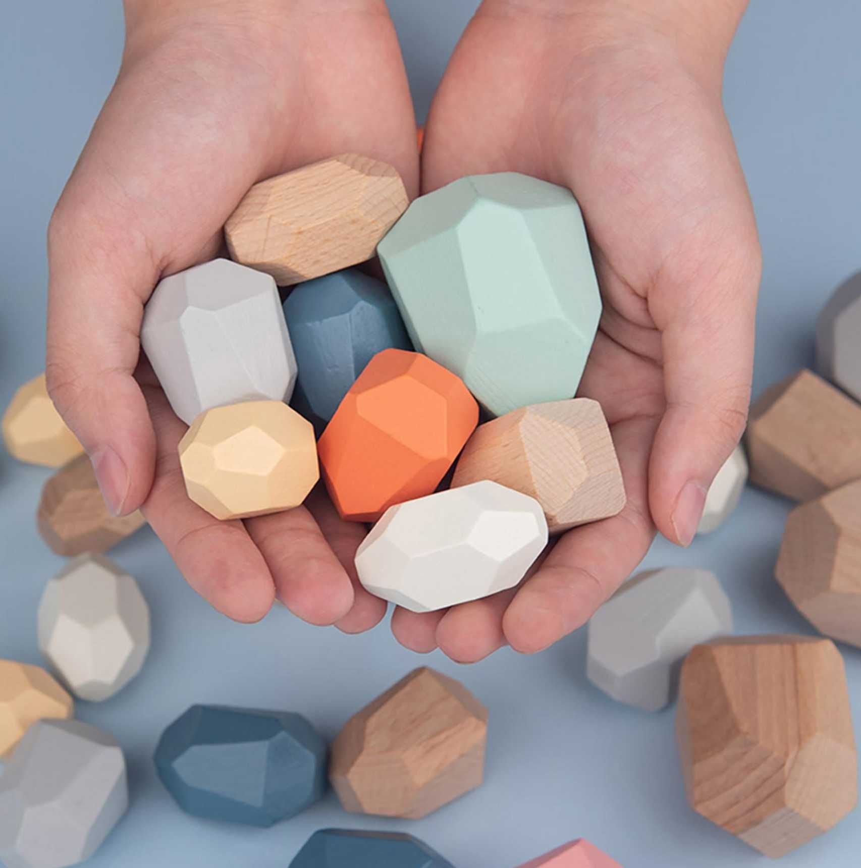 Монтесори дървени балансиращи камъни 36 бр. Montessori Wooden Stones