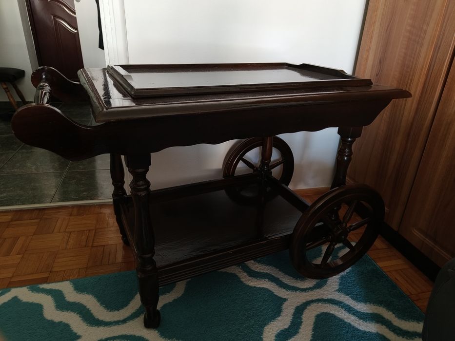 masuta, lemn, gheridon, retro, vintage, servire, masa, roti