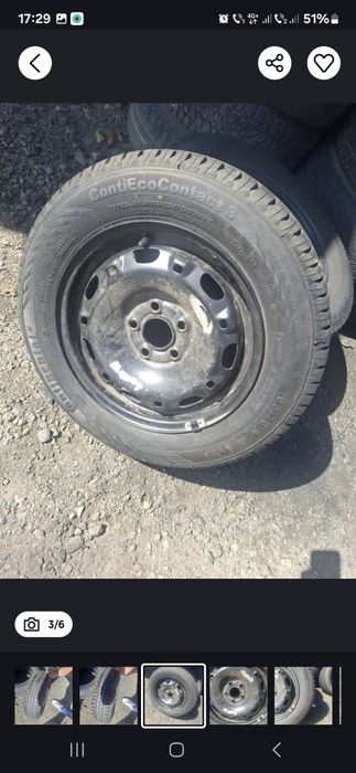 Vand 1 roata rezerva R 14 vw polo cu anvelopa 165 70 14 continenta nou