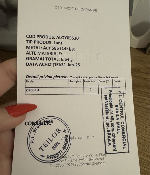 Colier tennis Teilor aur galben 14 k: 6.54 gramaj total