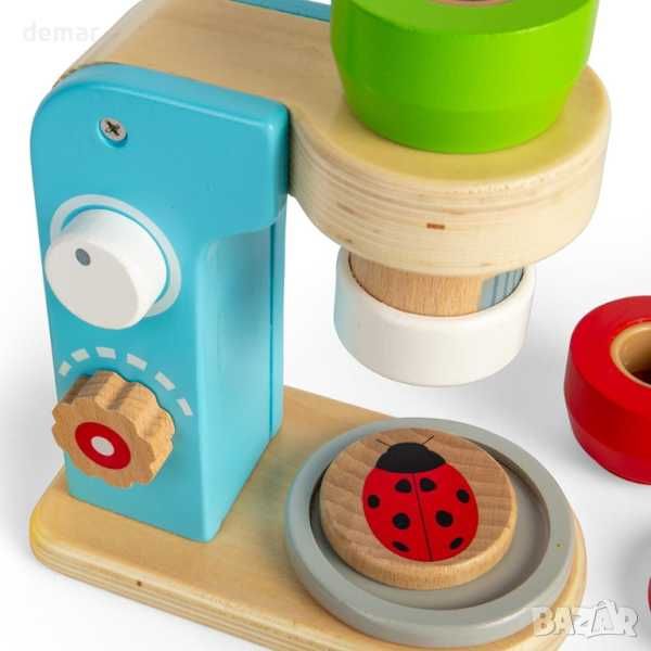 Bigjigs Toys Дървена играчка микроскоп от 14 части с 3 лещи