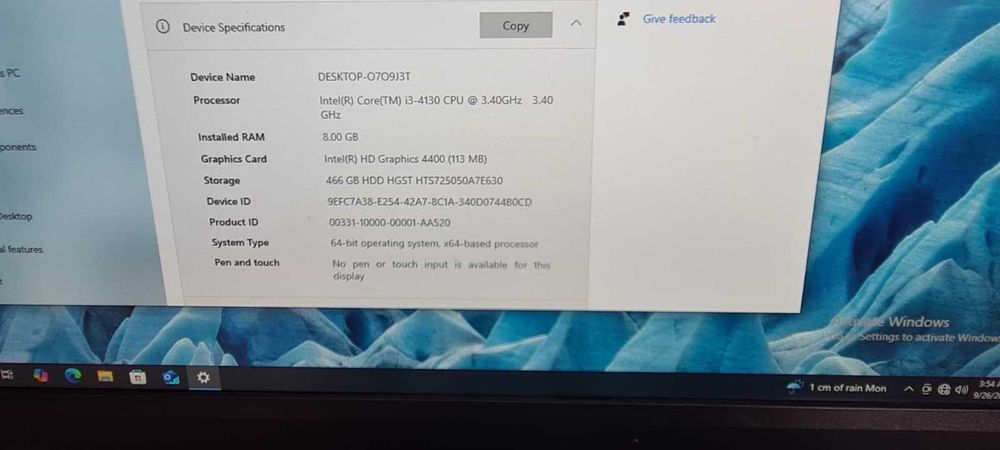 PC AllInOne HP cu procesor i3-4130,8 Gb RAM si 250 HDD,stare buna