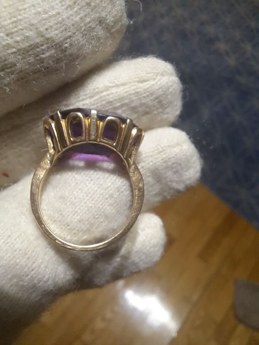 IRedus de Pasti Inel vintage cu ametist uriaș din aur de 14k