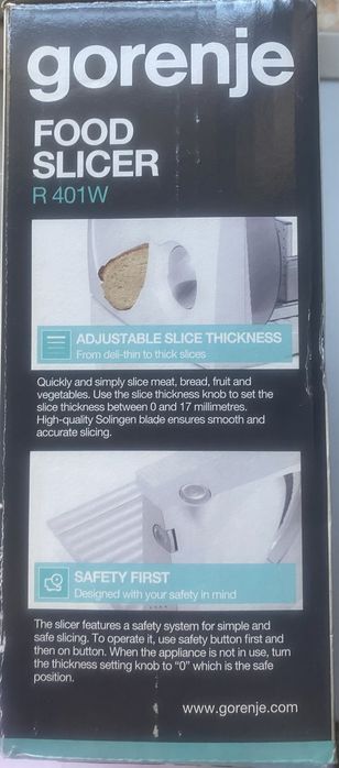 Gorenje R401W Slicer 100W, alb Descriere