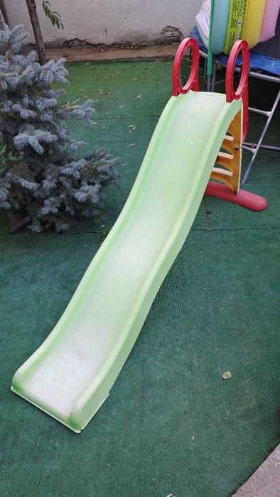 Tobogan mare pentru copii 2 metri, duza furtun apa, manere de prindere