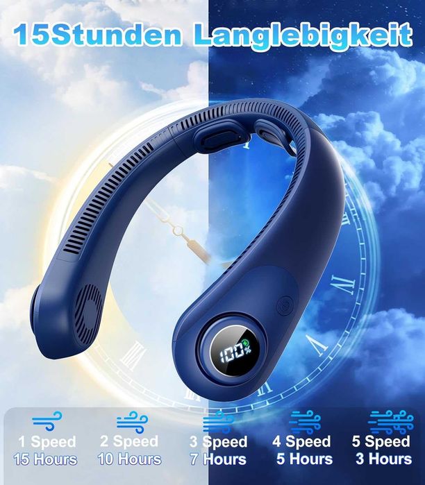 НОВ! Преносим USB вентилатор за врат, 5 скорости