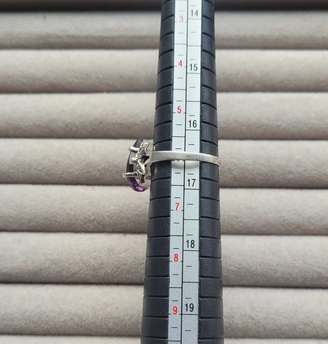 Inel din argint cu ametist si marcasite