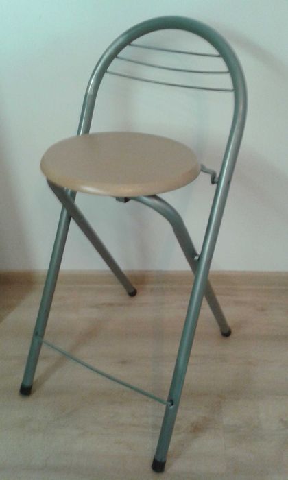 Стилен сгъваем бар стол хром/дърво