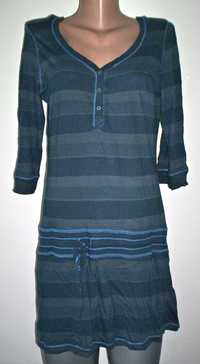 Bluza lunga stil hanorac cu gluga albastru, gri deschis foarte lejera