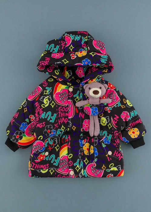 Детско яке с надписи, Черен Цвят