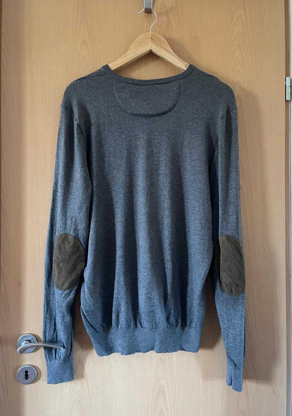 Pulover gri Massimo Dutti, marimea L, din bumbac, matase si casmir
