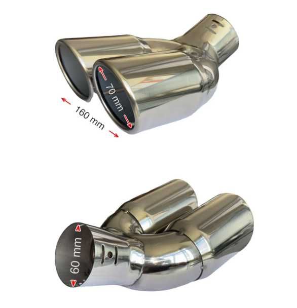 Ornament toba dublu INOX - Skoda Vw Opel Mercedes Audi Renault Bmw