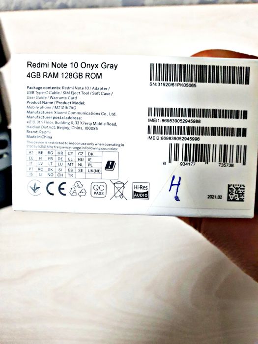 Srochna Sotiladi Redmi Note 10 128GB lik Karobka dokument + 3ta Ch