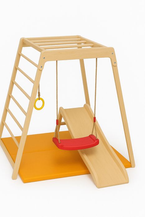 Детский спортивный комплекс с качелями, горкой и кольцами