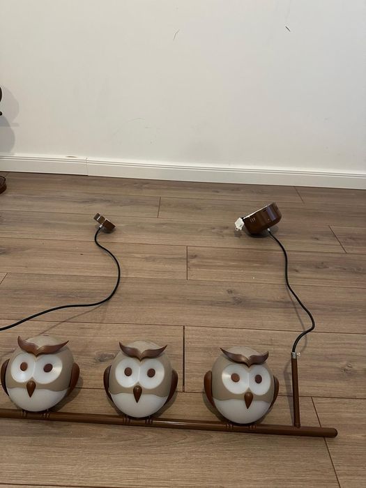 Set lustra și veioză copii - bufnițe