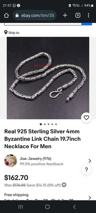 Lanț Bizantin din Argint 4mm