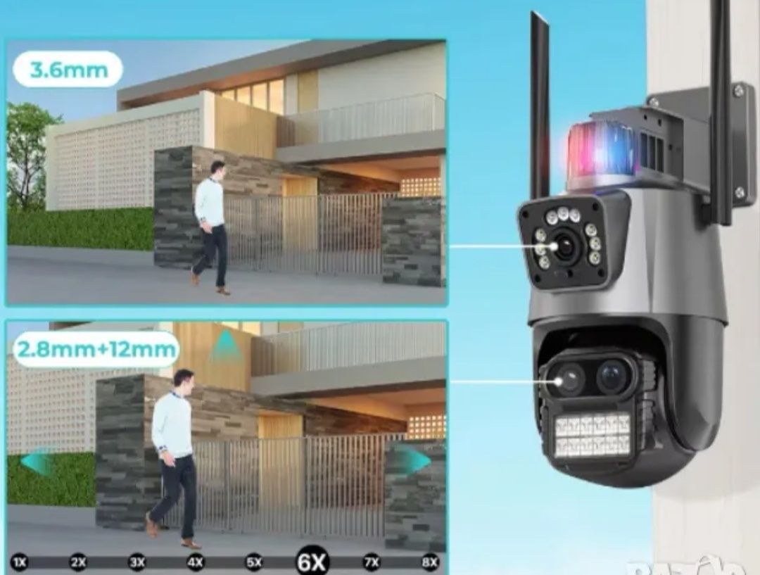 Камера за наблюдение 4K Ultra HD,8MP,датчик за движение,нощно виждане,