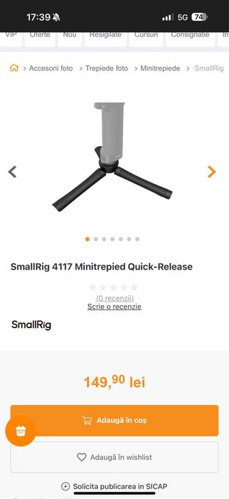 Vand picior trepied Smallrig
