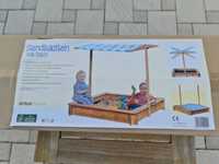 Cutie de nisip pentru copii cu acoperis - lemn masiv