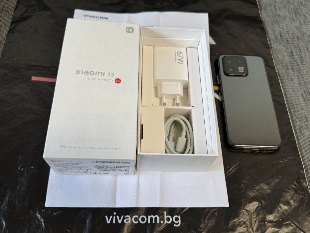 256GB Xiaomi 13 8GB 5G Vivacom Гаранция 2026г. Black / Черен