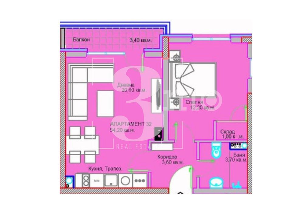 Продава се Двустаен апартамент в София, Люлин 5 - 62 кв.м за 1542 €/кв.м - Снимка #4