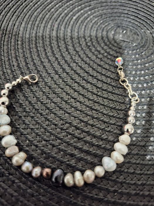 Bratara perle de apa dulce reglabila  în degrade lungime 21 cm