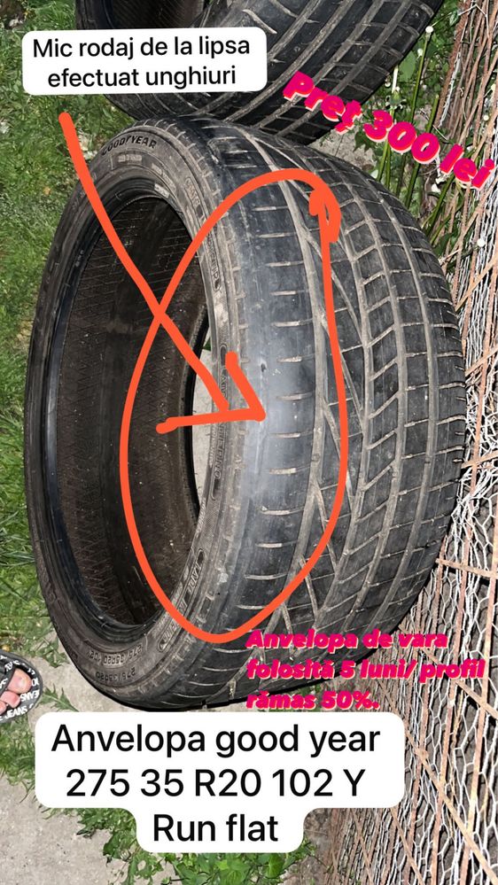 2 Anvelope pirelli+2 anvelope good year Run flat R 20 preturi pe poze