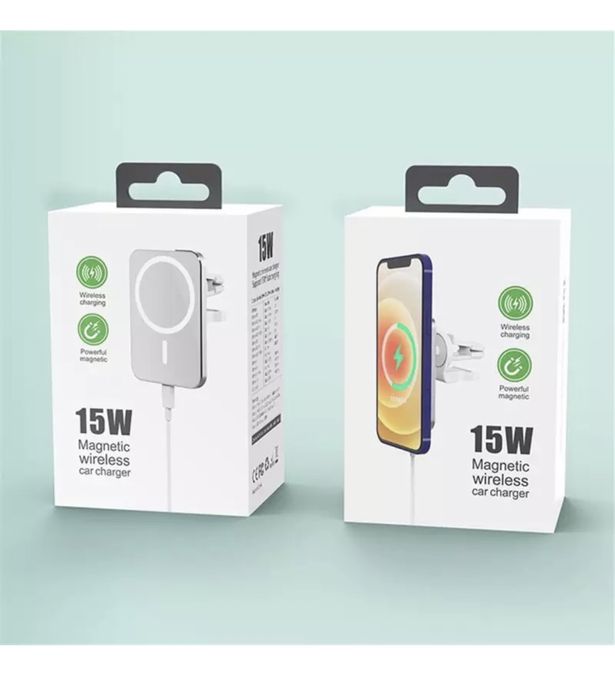 Incarcator Suport Auto Wireless 15W Alb Cablu Type C si Cerc Metalic