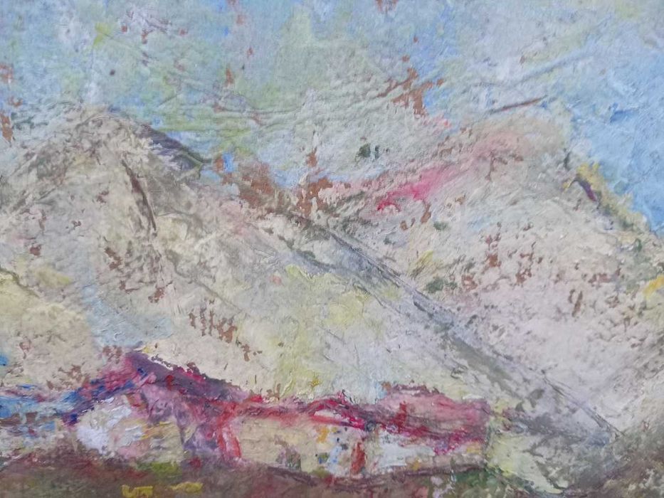 Tablou vechi - cabana in munti semnat AC ( Ciucurencu)