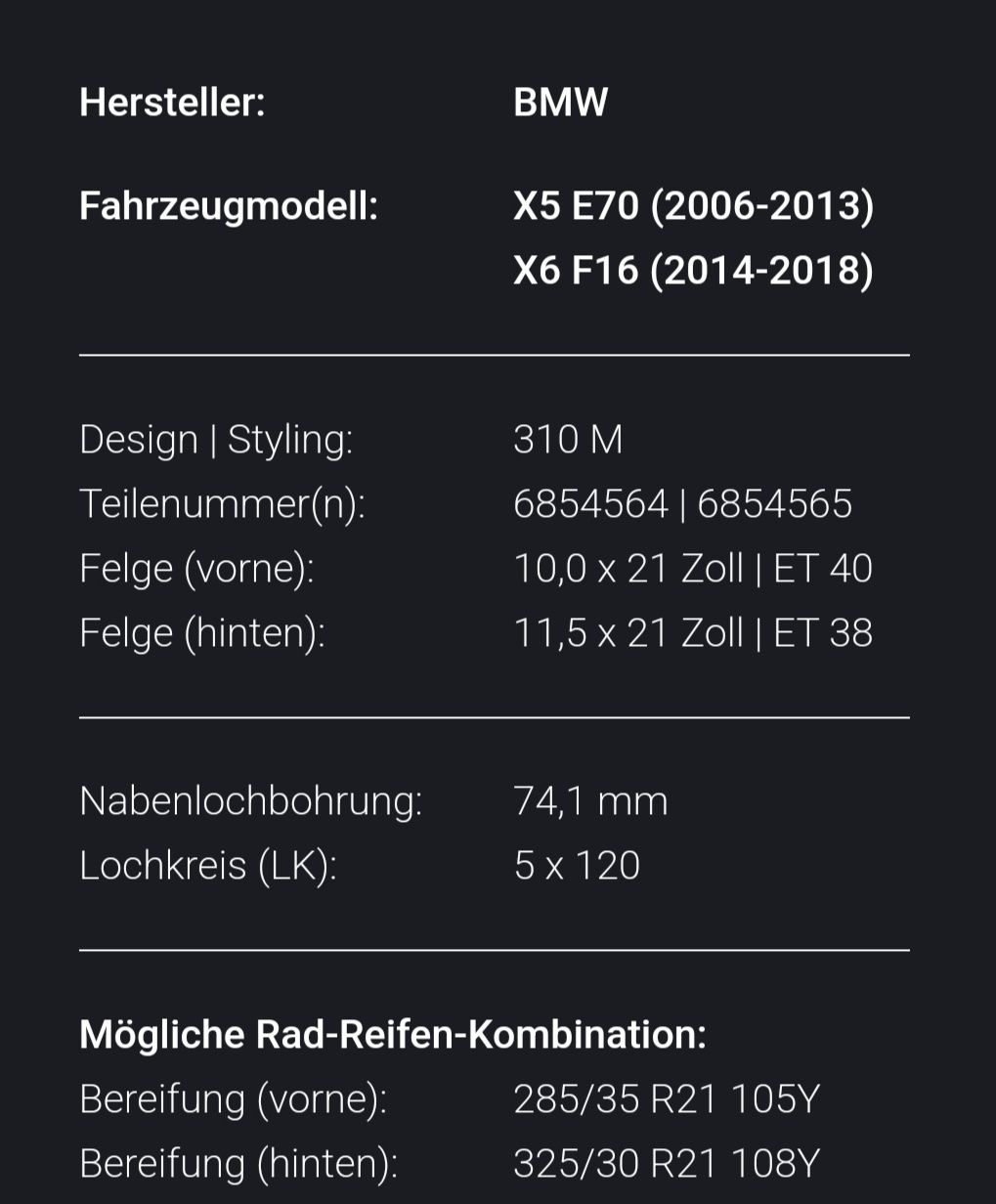 Оригинални джанти спорт пакет 21 цола за Bmw X5 X6 F15 F16 E70