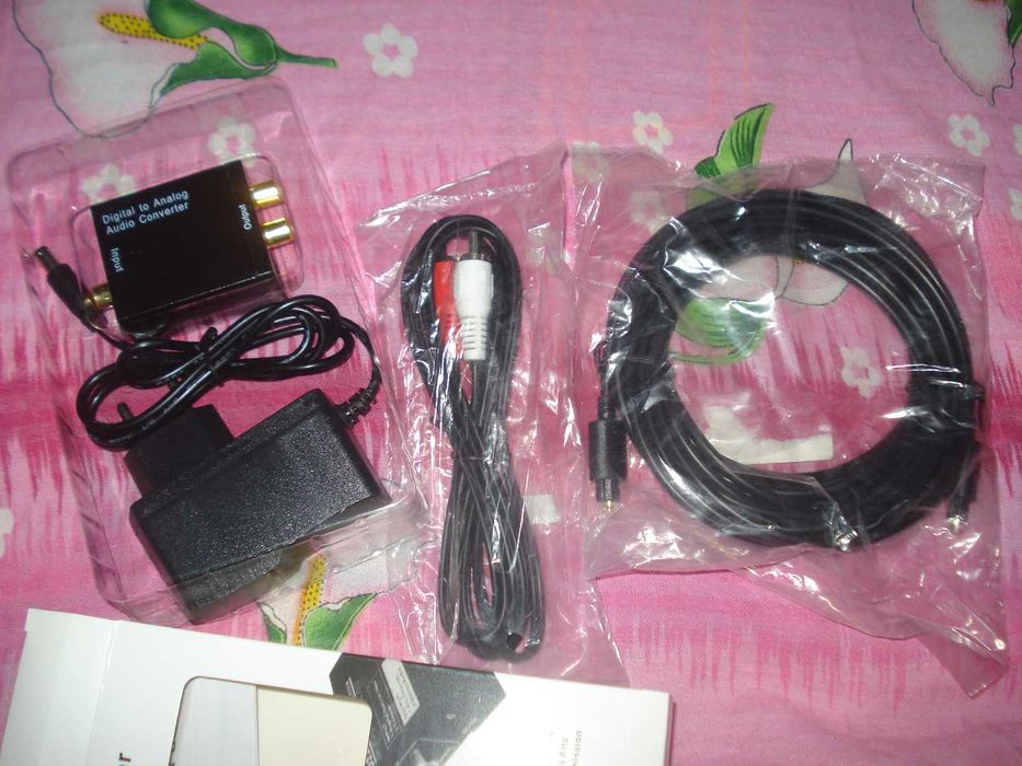audio converter digital to analog + cablu optic 5m si cablu jack 1m