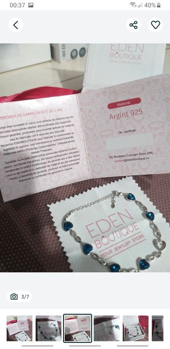 Bratara Argint EDEN  Cu Pietre Albastre